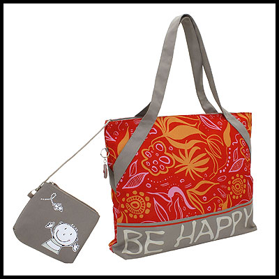 Be Happy Shopper, Strandtasche, Badetasche 2 rot  